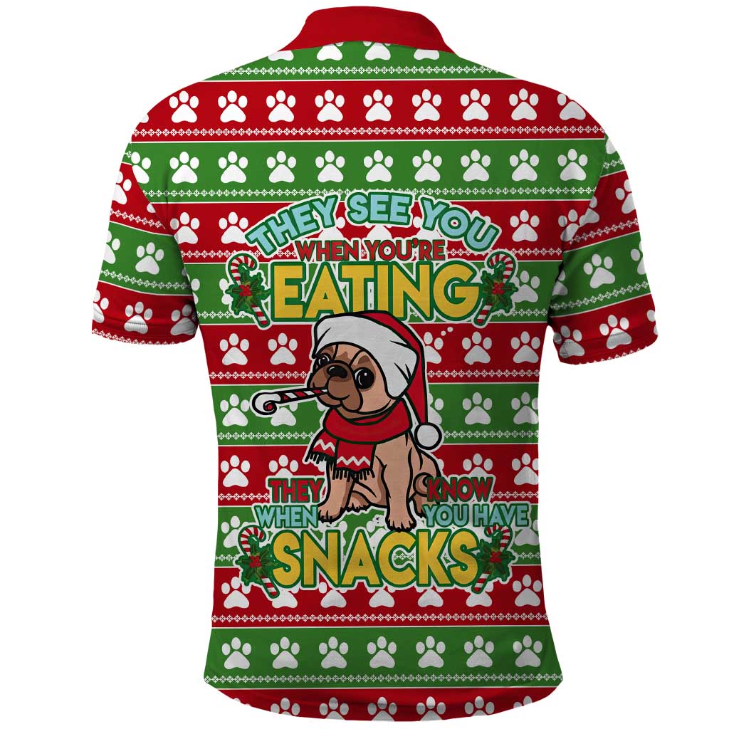 French Bulldog See You Eating Snacks Christmas Polo Shirt Xmas Holiday Patterns - Wonder Print Shop