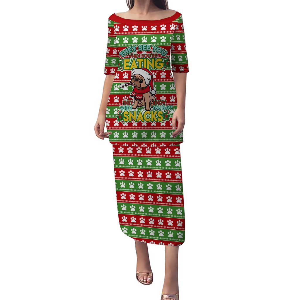 French Bulldog See You Eating Snacks Christmas Puletasi Xmas Holiday Patterns - Wonder Print Shop