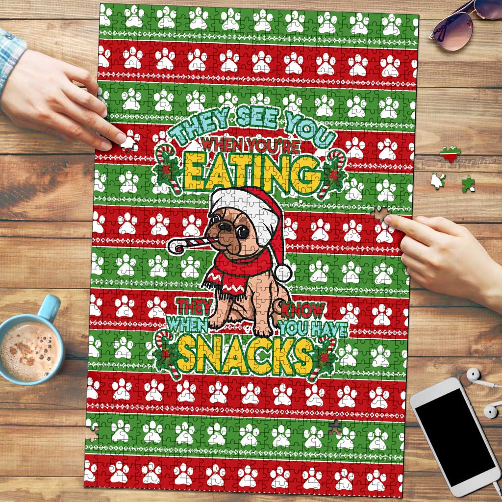 French Bulldog See You Eating Snacks Christmas Puzzle Xmas Holiday Patterns - Wonder Print Shop