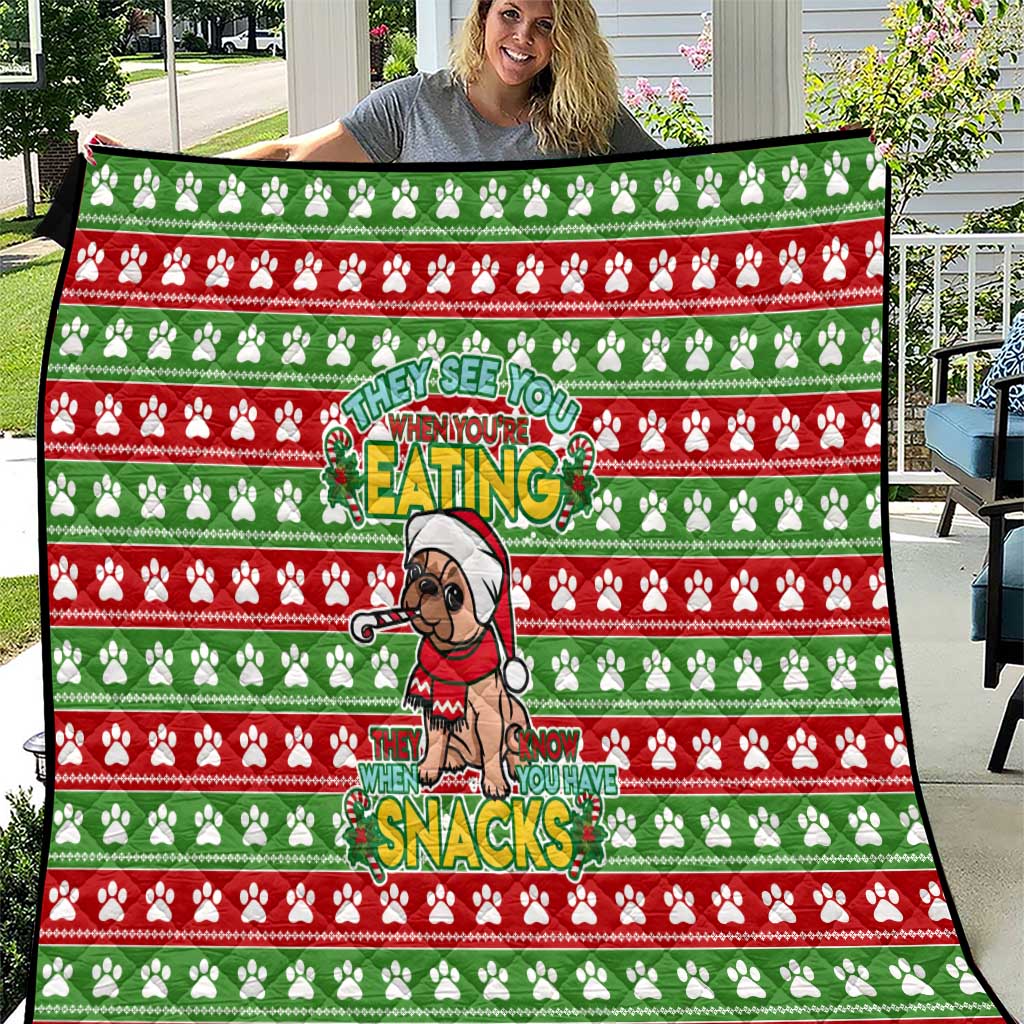 French Bulldog See You Eating Snacks Christmas Quilt Xmas Holiday Patterns - Wonder Print Shop