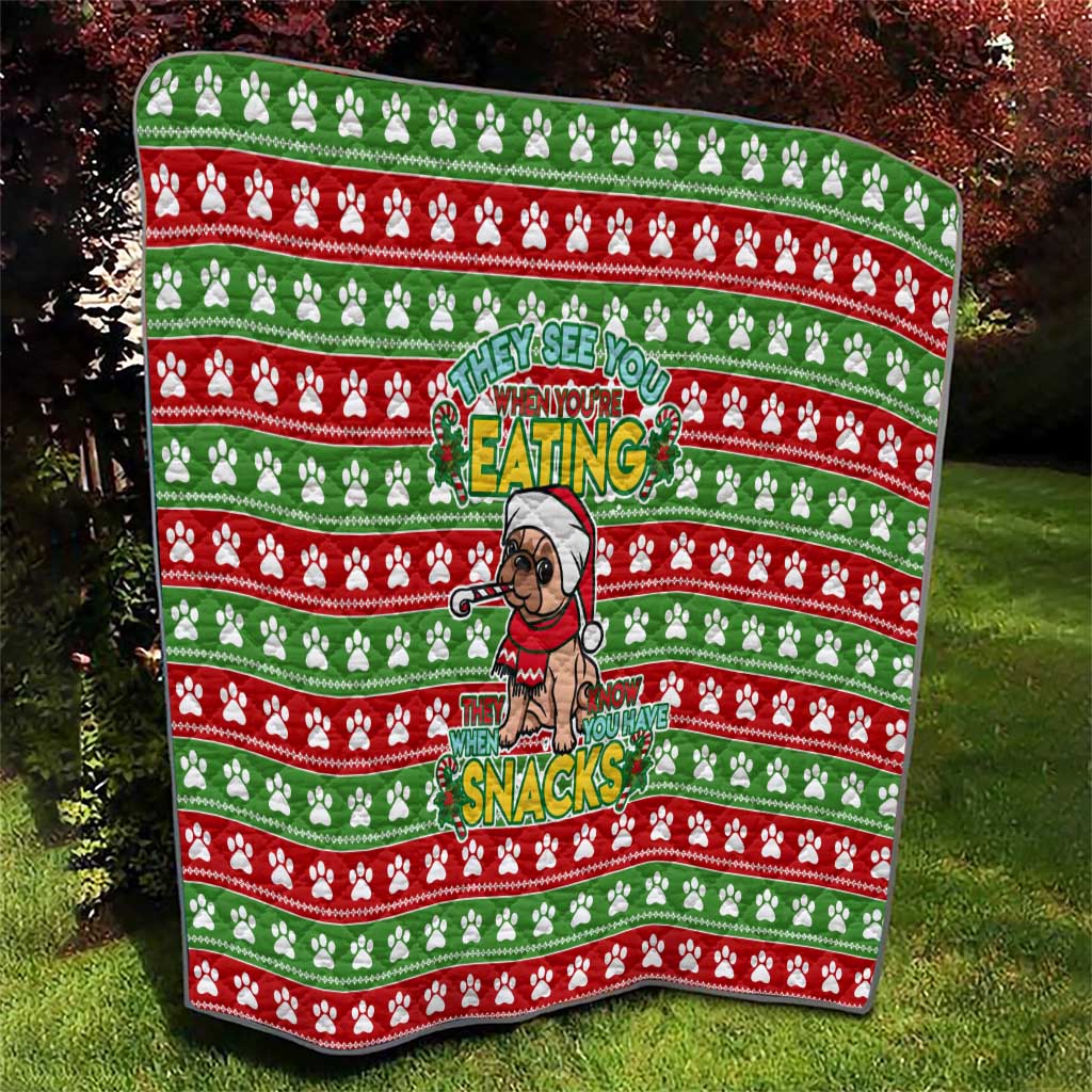 French Bulldog See You Eating Snacks Christmas Quilt Xmas Holiday Patterns - Wonder Print Shop