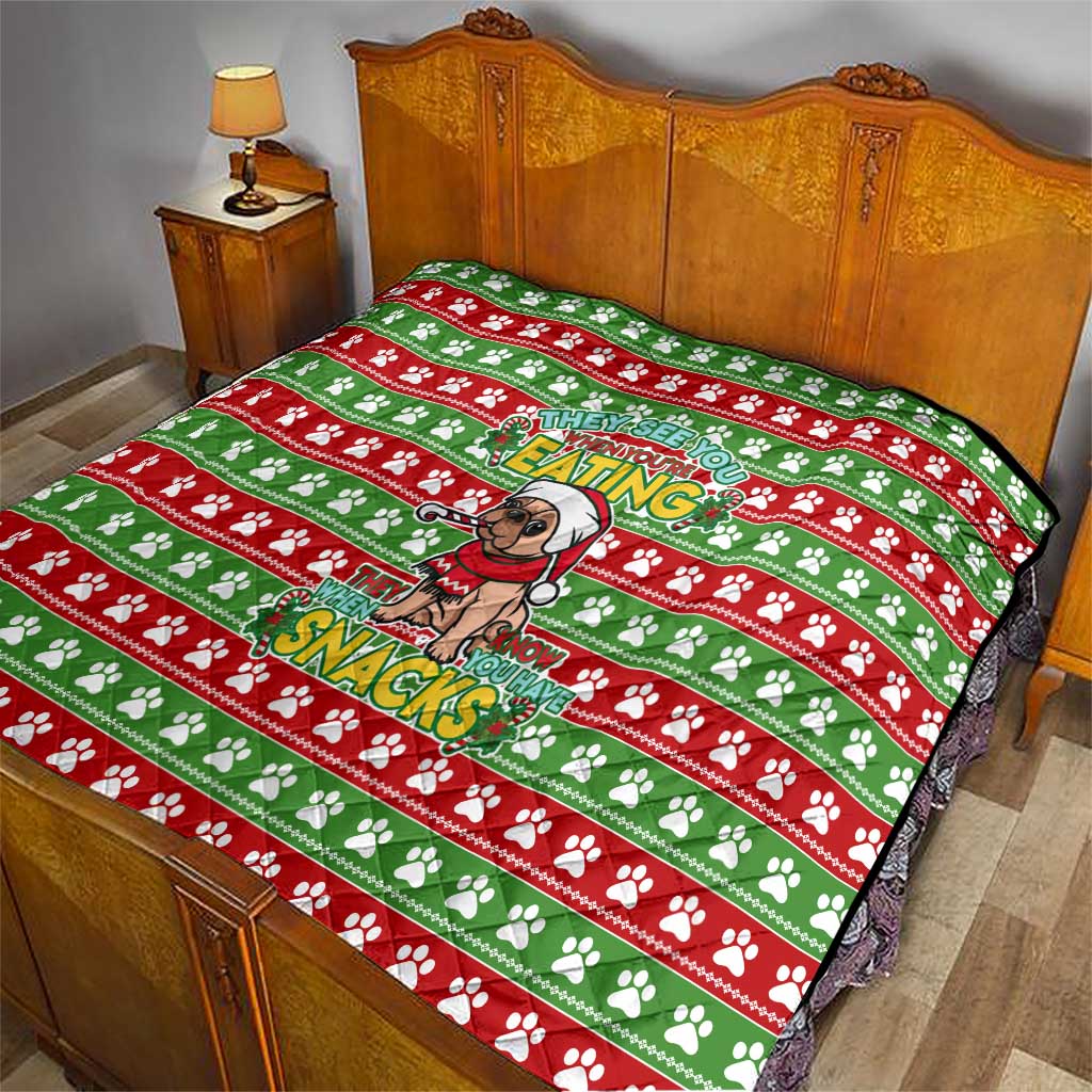 French Bulldog See You Eating Snacks Christmas Quilt Xmas Holiday Patterns - Wonder Print Shop