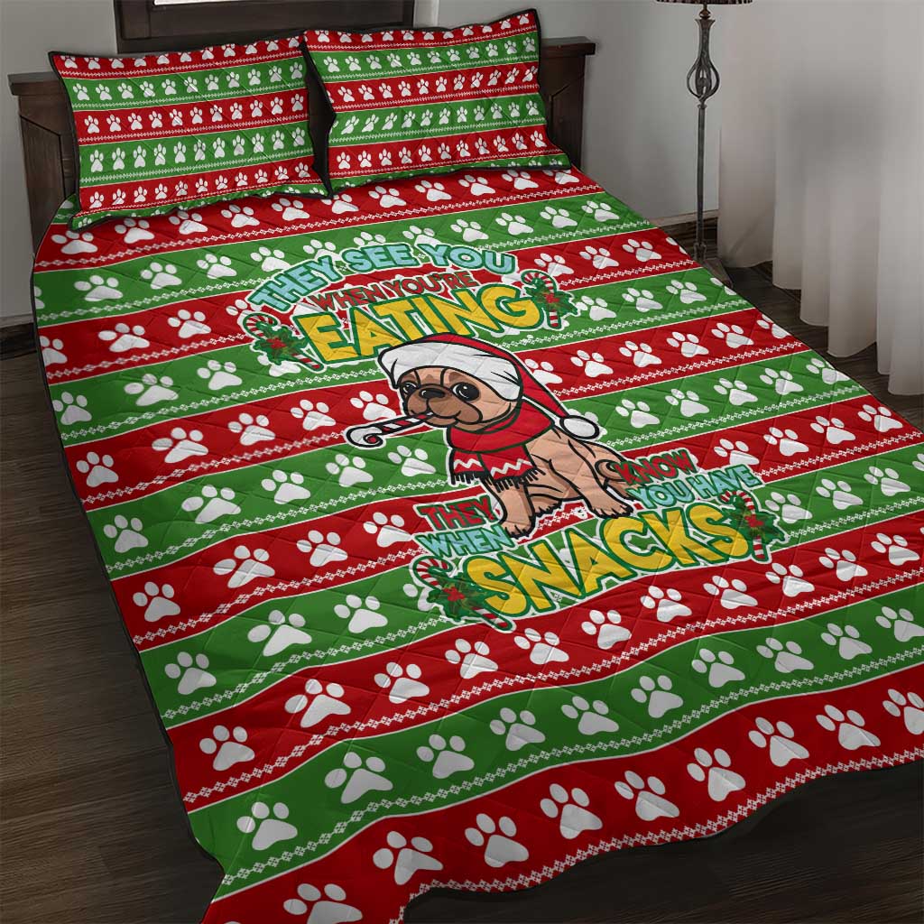 French Bulldog See You Eating Snacks Christmas Quilt Bed Set Xmas Holiday Patterns - Wonder Print Shop