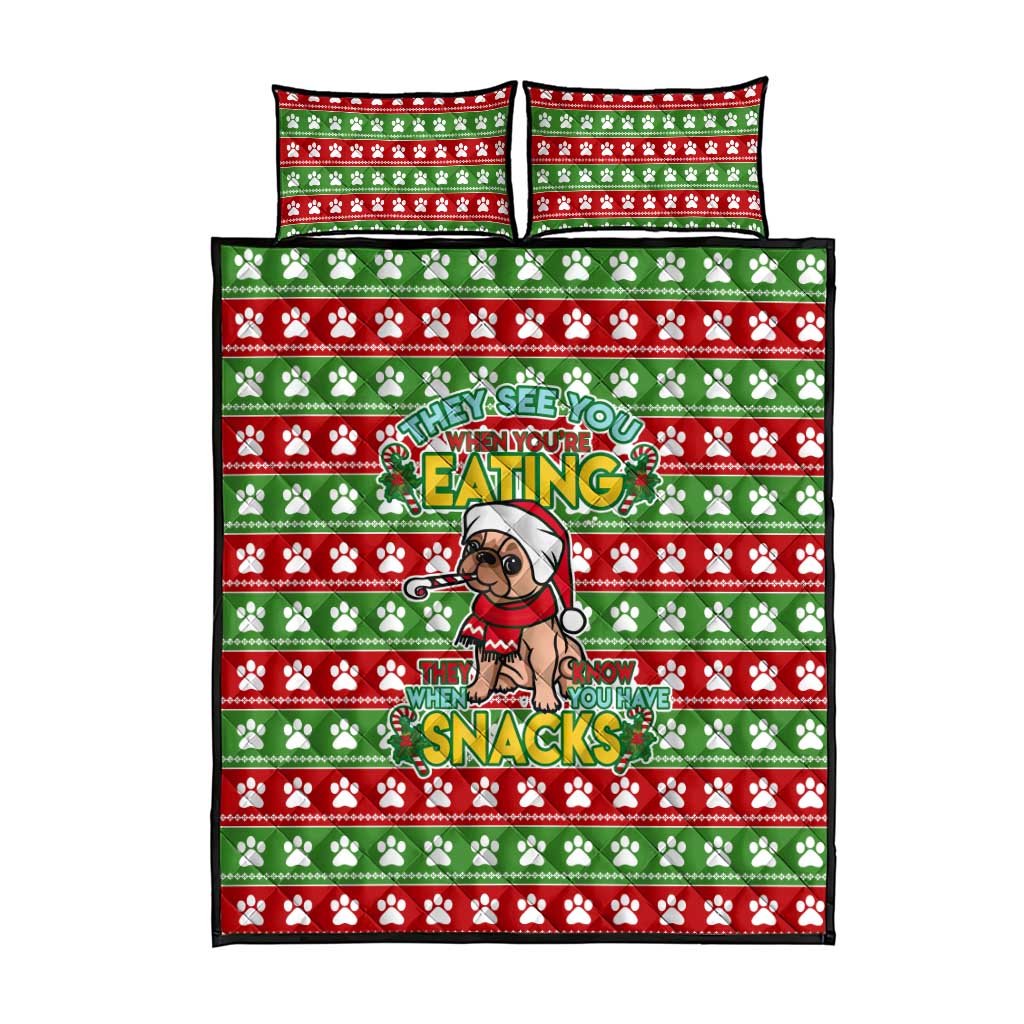 French Bulldog See You Eating Snacks Christmas Quilt Bed Set Xmas Holiday Patterns - Wonder Print Shop
