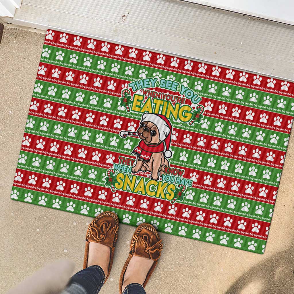 French Bulldog See You Eating Snacks Christmas Rubber Doormat Xmas Holiday Patterns - Wonder Print Shop