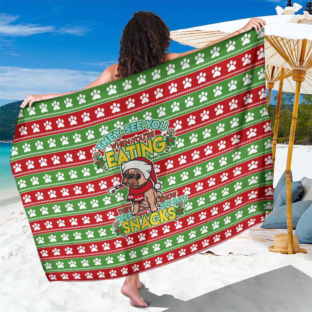 French Bulldog See You Eating Snacks Christmas Sarong Xmas Holiday Patterns - Wonder Print Shop