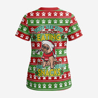 French Bulldog See You Eating Snacks Christmas Scrub Top Xmas Holiday Patterns - Wonder Print Shop