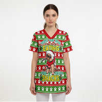 French Bulldog See You Eating Snacks Christmas Scrub Top Xmas Holiday Patterns - Wonder Print Shop