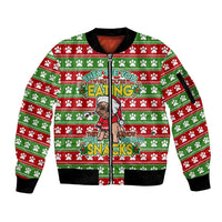 French Bulldog See You Eating Snacks Christmas Sleeve Zip Bomber Jacket Xmas Holiday Patterns - Wonder Print Shop
