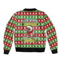 French Bulldog See You Eating Snacks Christmas Sleeve Zip Bomber Jacket Xmas Holiday Patterns - Wonder Print Shop