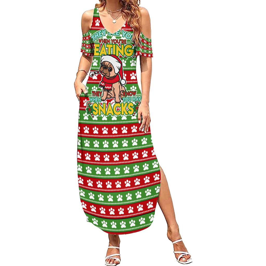 French Bulldog See You Eating Snacks Christmas Summer Maxi Dress Xmas Holiday Patterns - Wonder Print Shop