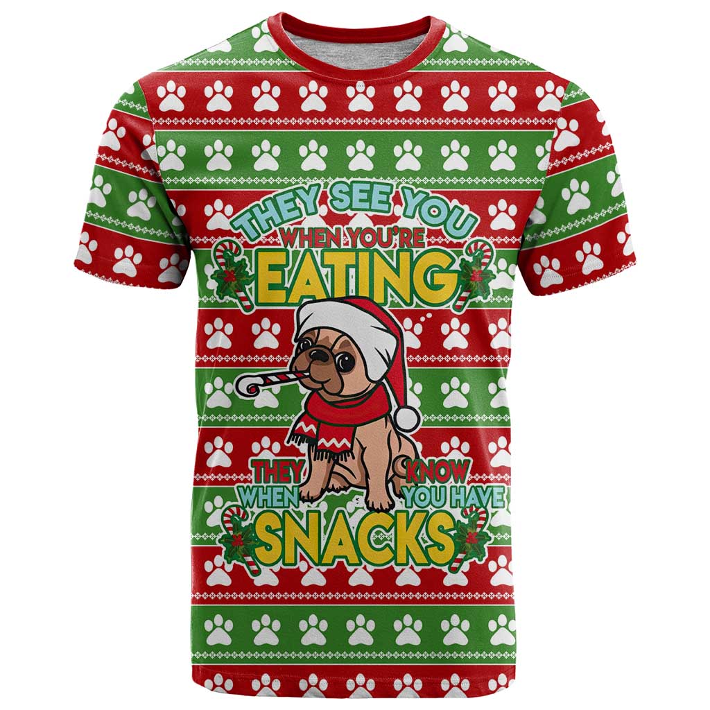 French Bulldog See You Eating Snacks Christmas T Shirt Xmas Holiday Patterns - Wonder Print Shop