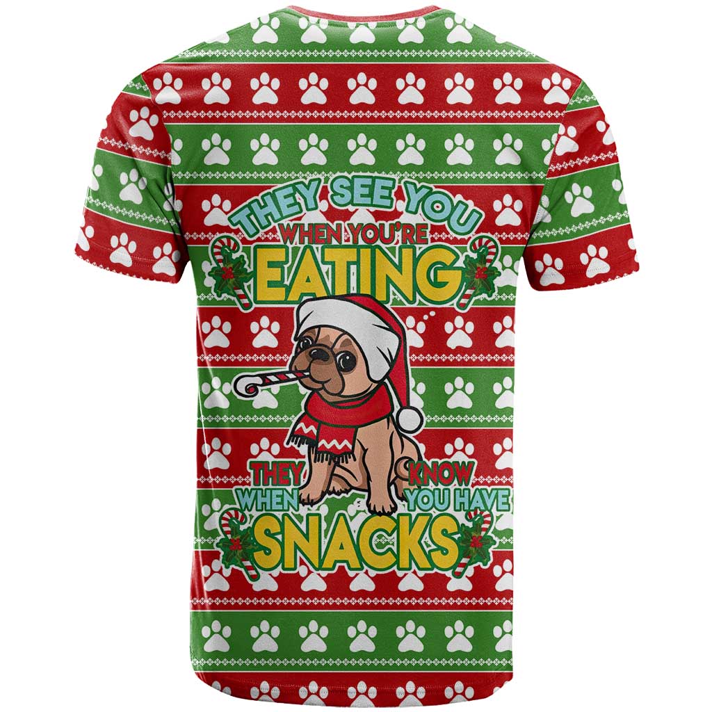 French Bulldog See You Eating Snacks Christmas T Shirt Xmas Holiday Patterns - Wonder Print Shop
