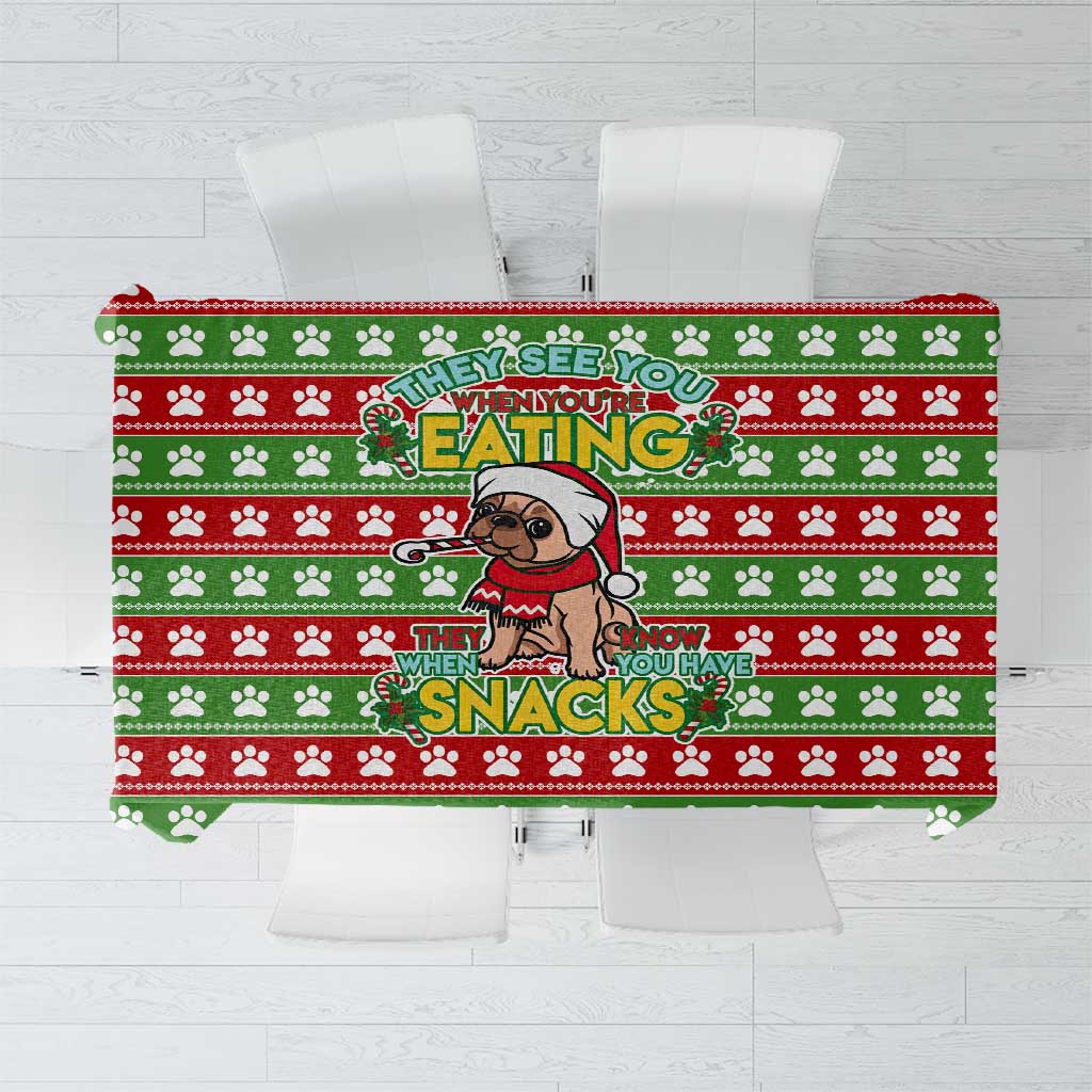 French Bulldog See You Eating Snacks Christmas Tablecloth Xmas Holiday Patterns - Wonder Print Shop