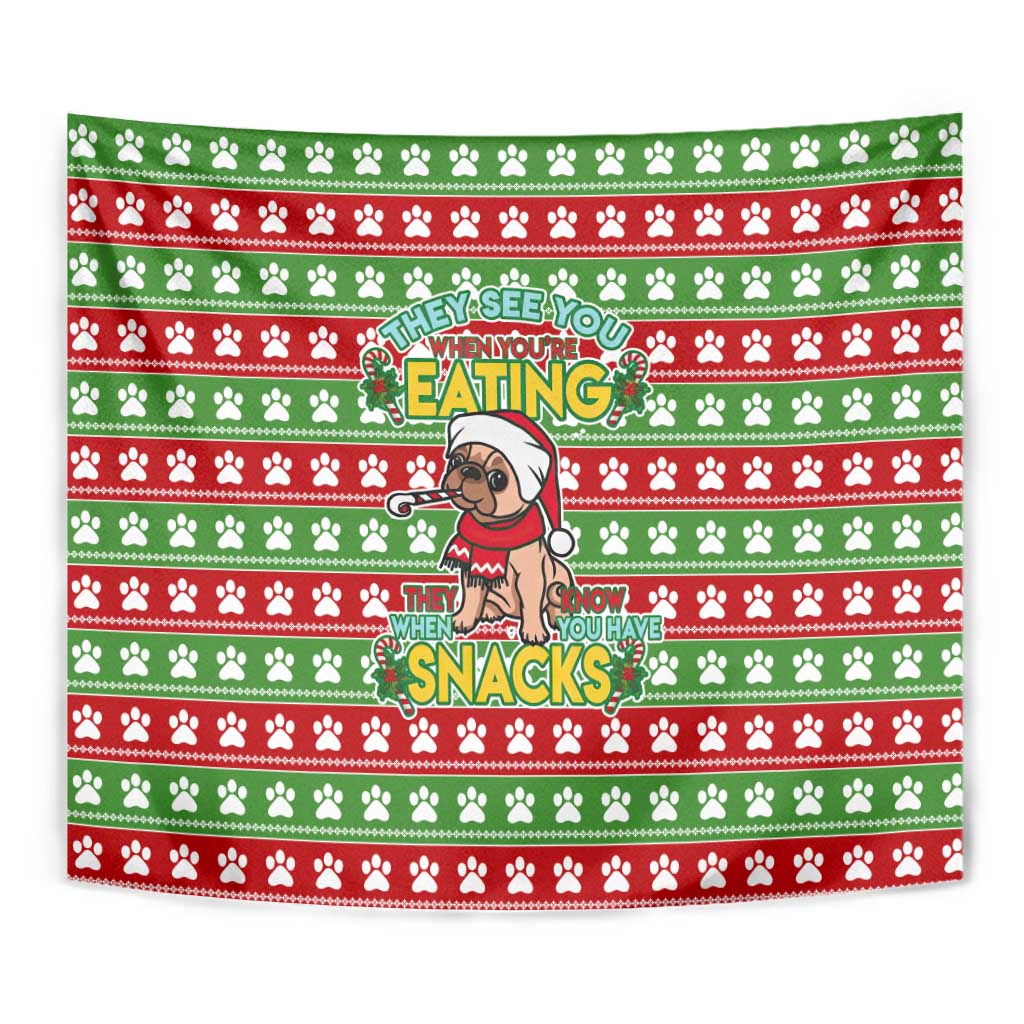 French Bulldog See You Eating Snacks Christmas Tapestry Xmas Holiday Patterns - Wonder Print Shop