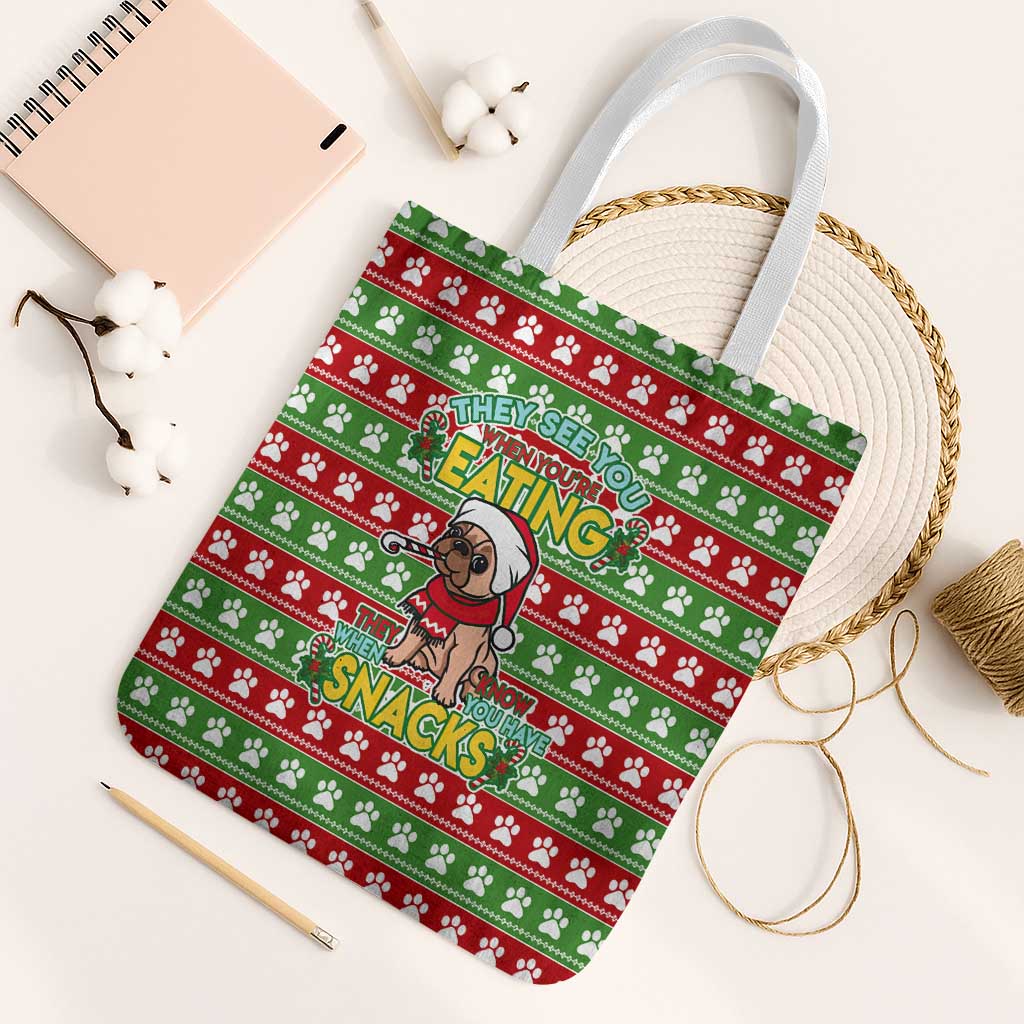 French Bulldog See You Eating Snacks Christmas Tote Bag Xmas Holiday Patterns - Wonder Print Shop