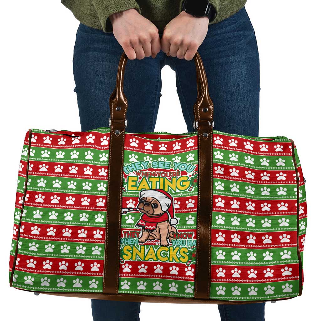 French Bulldog See You Eating Snacks Christmas Travel Bag Xmas Holiday Patterns - Wonder Print Shop