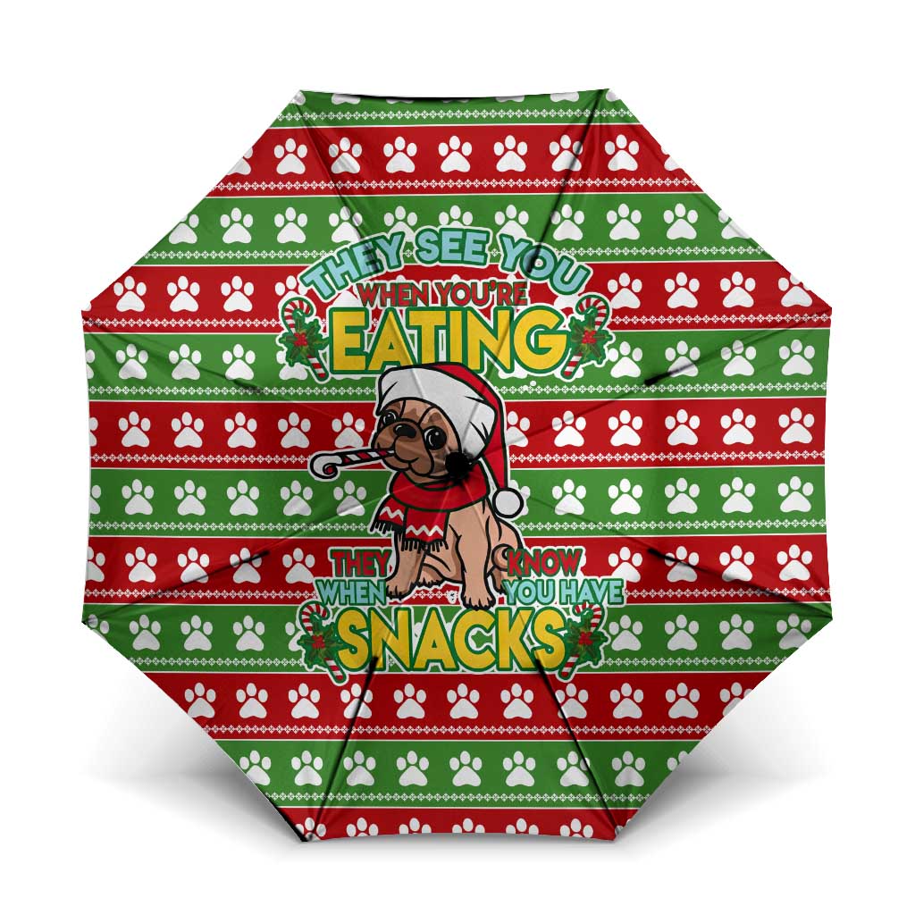 French Bulldog See You Eating Snacks Christmas Umbrella Xmas Holiday Patterns - Wonder Print Shop
