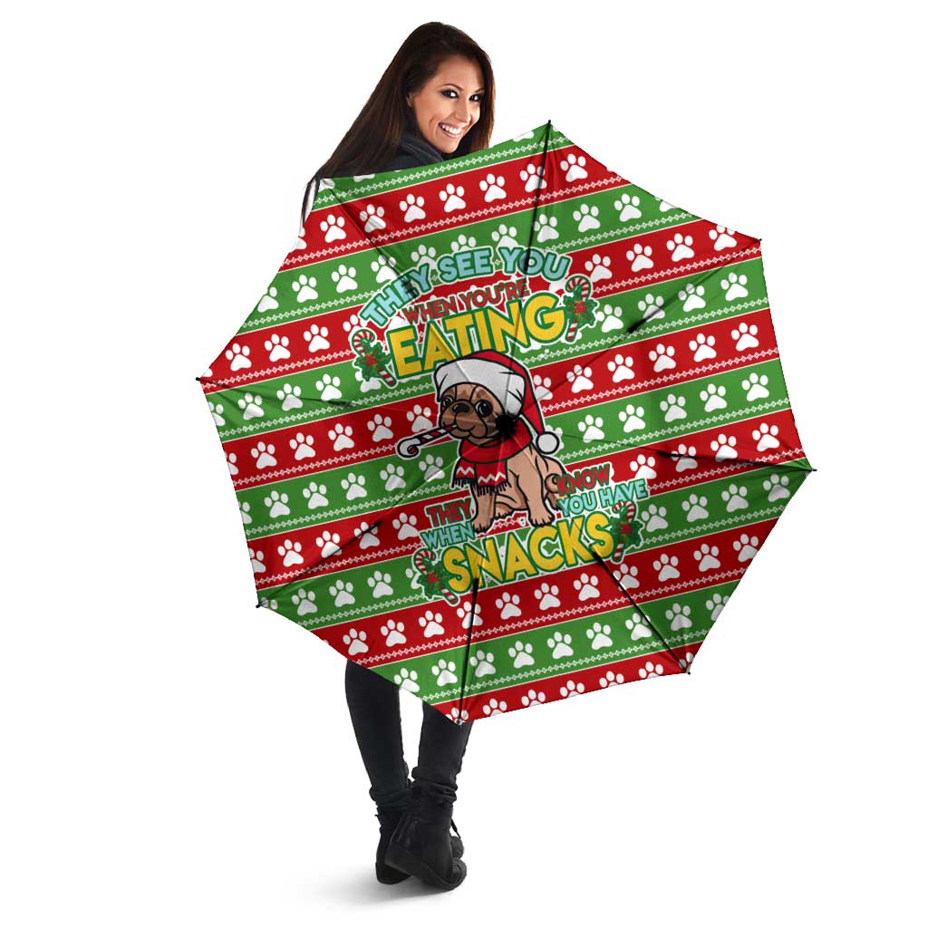 French Bulldog See You Eating Snacks Christmas Umbrella Xmas Holiday Patterns - Wonder Print Shop