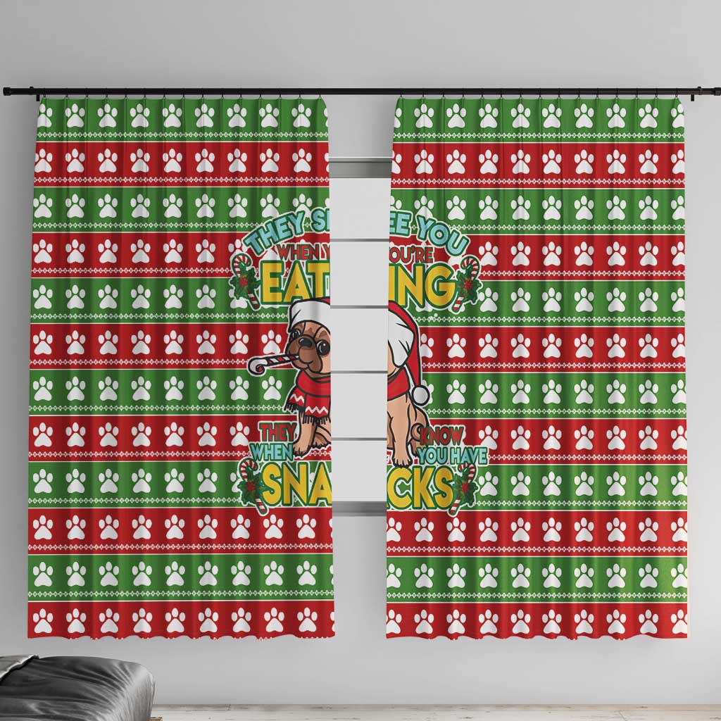 French Bulldog See You Eating Snacks Christmas Window Curtain Xmas Holiday Patterns - Wonder Print Shop