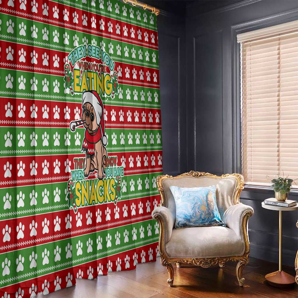 French Bulldog See You Eating Snacks Christmas Window Curtain Xmas Holiday Patterns - Wonder Print Shop