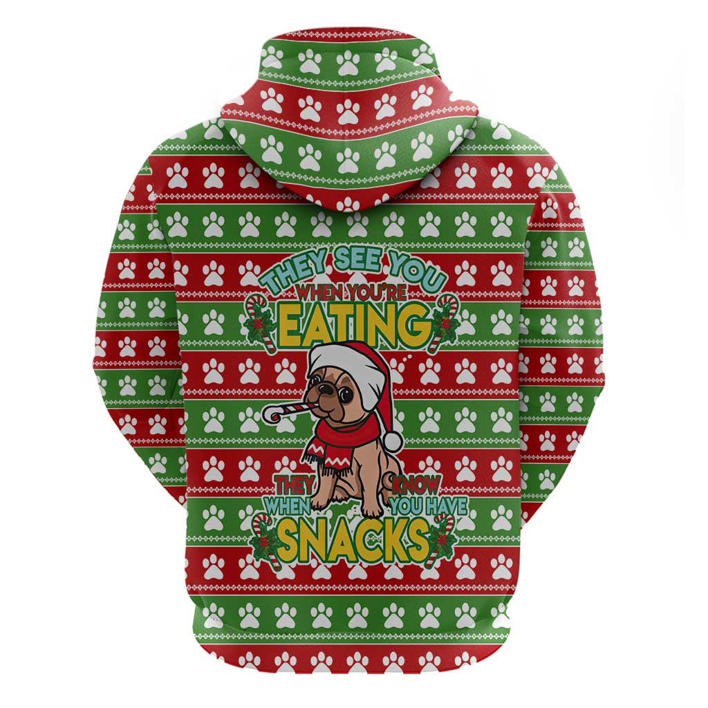 French Bulldog See You Eating Snacks Christmas Zip Hoodie Xmas Holiday Patterns - Wonder Print Shop