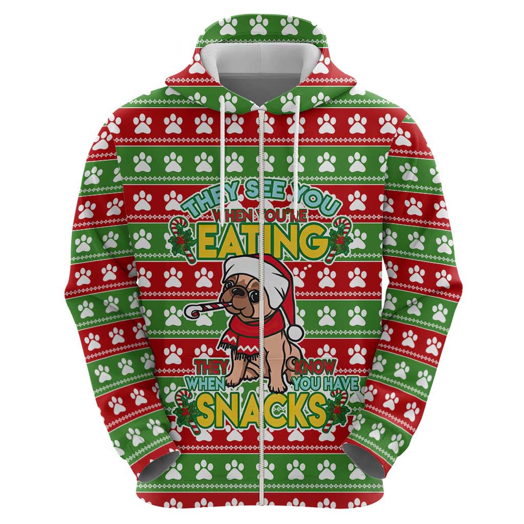 French Bulldog See You Eating Snacks Christmas Zip Hoodie Xmas Holiday Patterns - Wonder Print Shop