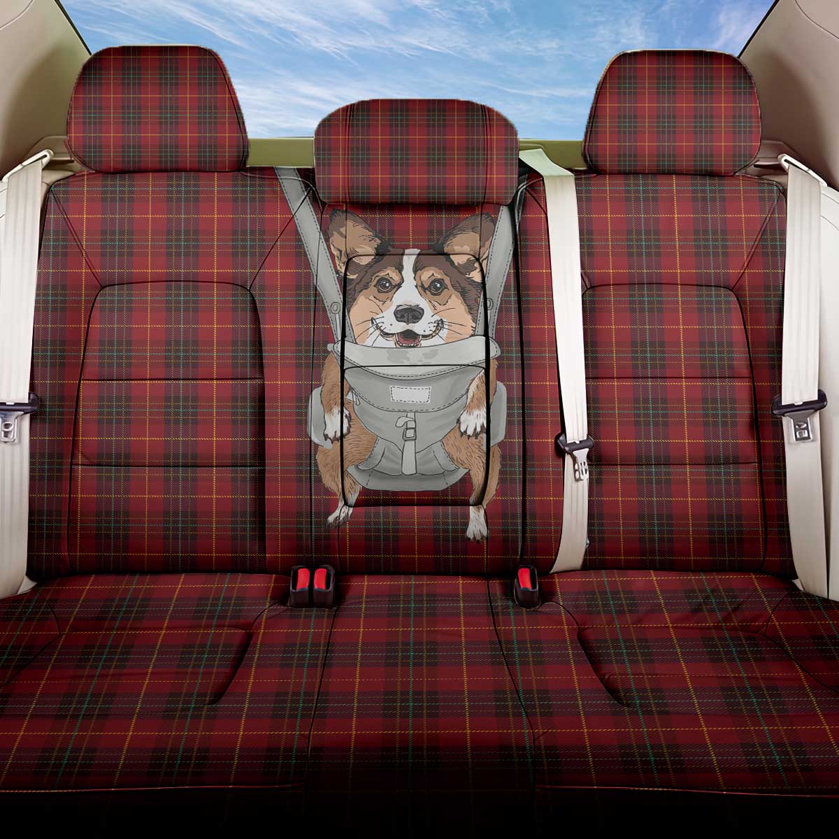 Front Carrier Dog Pembroke Welsh Corgi Christmas Back Car Seat Cover Xmas Holiday Patterns - Wonder Print Shop