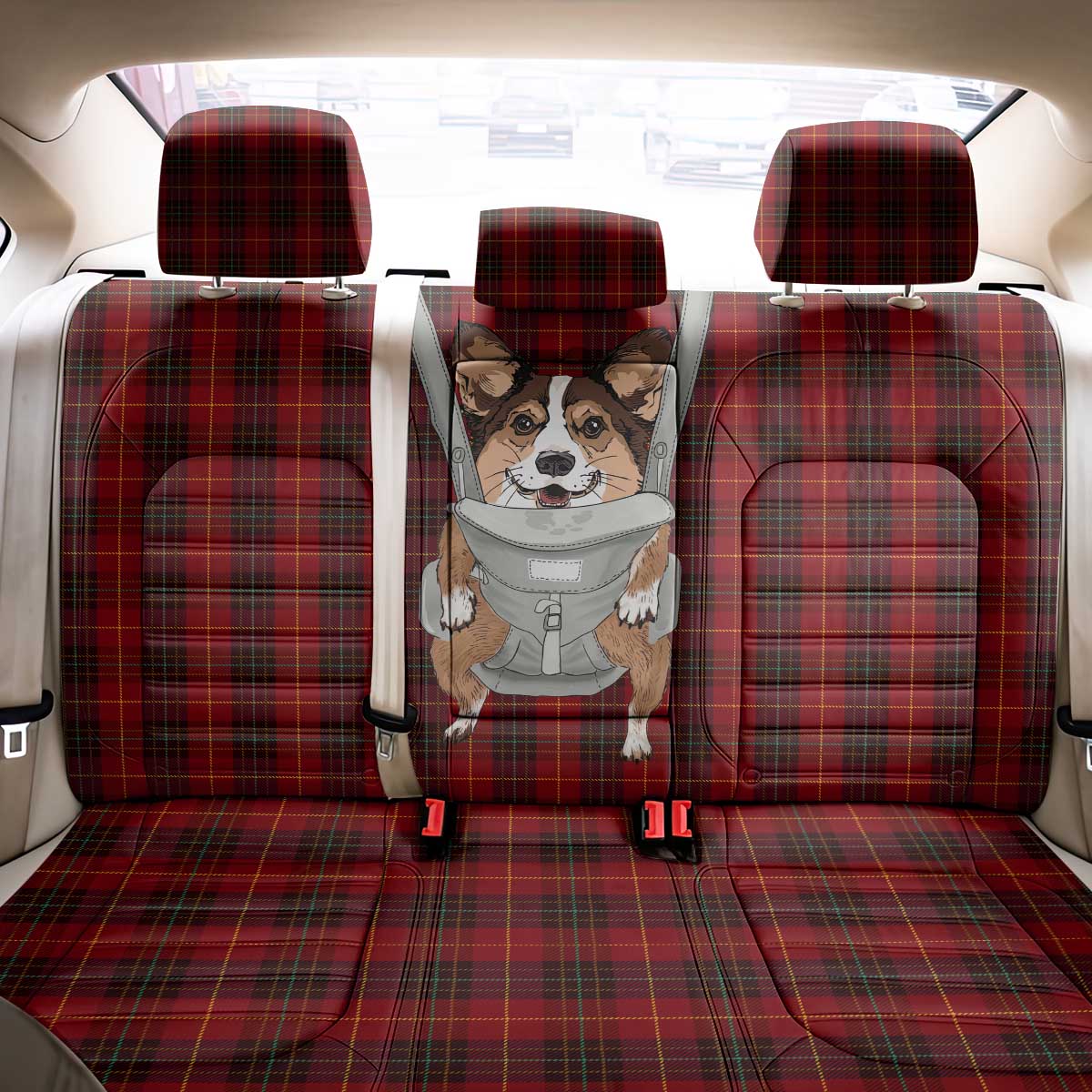 Front Carrier Dog Pembroke Welsh Corgi Christmas Back Car Seat Cover Xmas Holiday Patterns - Wonder Print Shop