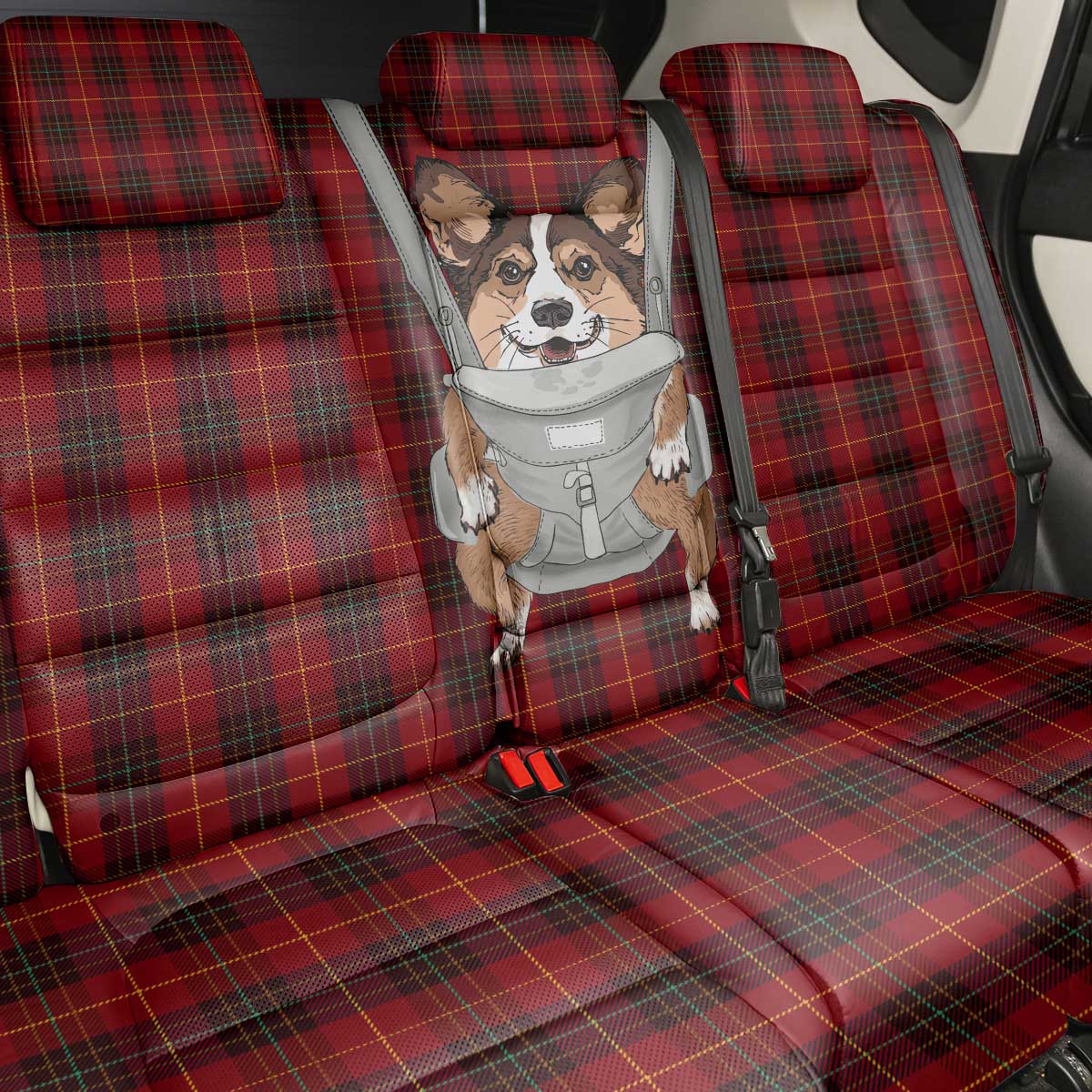 Front Carrier Dog Pembroke Welsh Corgi Christmas Back Car Seat Cover Xmas Holiday Patterns - Wonder Print Shop