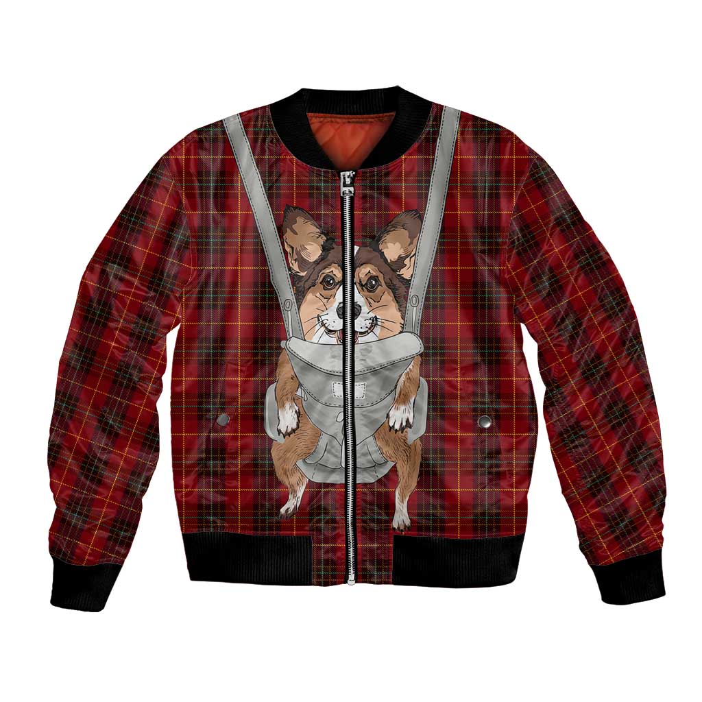 Front Carrier Dog Pembroke Welsh Corgi Christmas Bomber Jacket Xmas Holiday Patterns - Wonder Print Shop