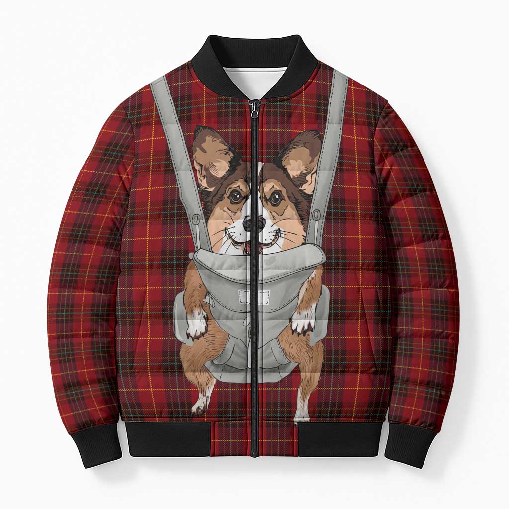 Front Carrier Dog Pembroke Welsh Corgi Christmas Bomber Puffer Jacket Xmas Holiday Patterns - Wonder Print Shop