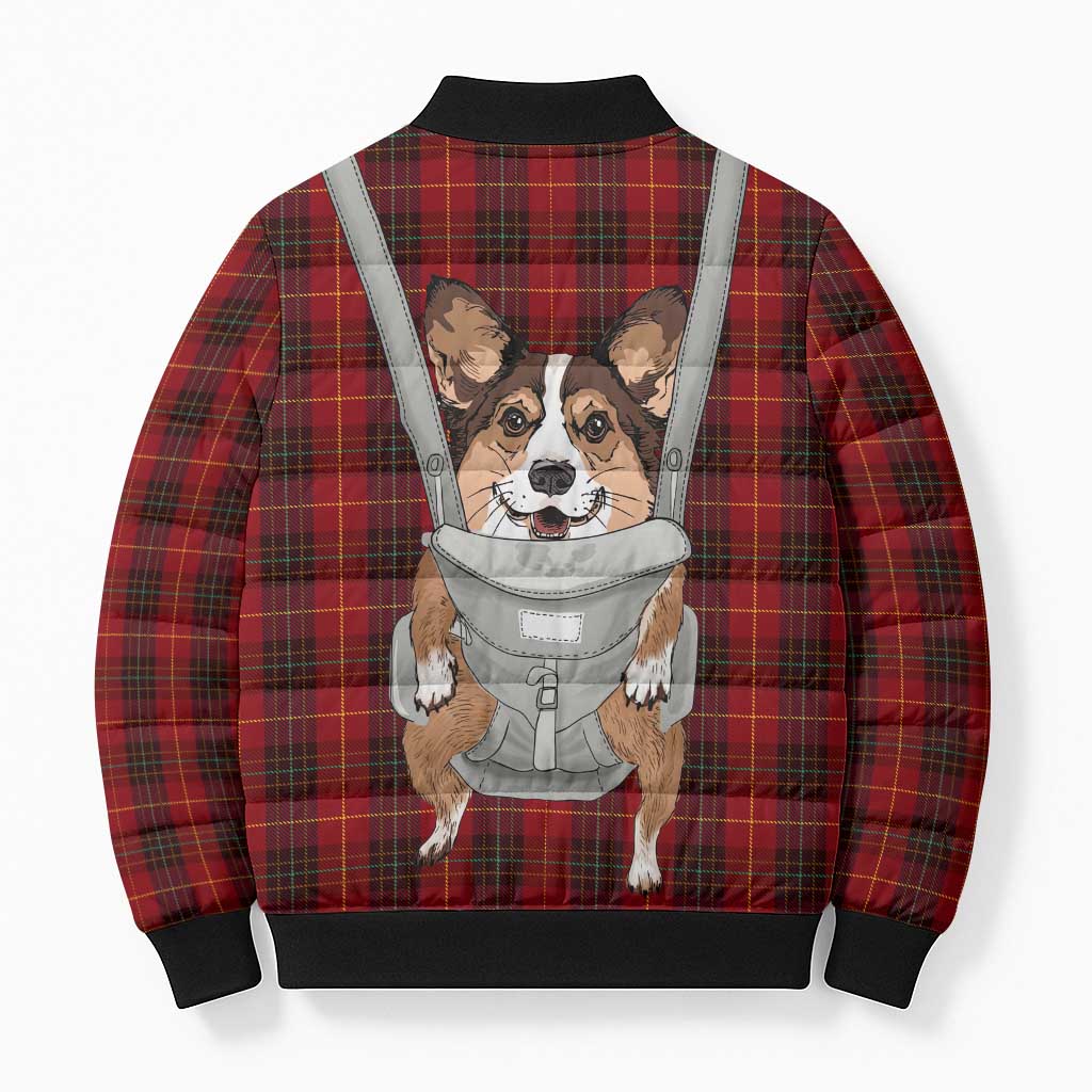 Front Carrier Dog Pembroke Welsh Corgi Christmas Bomber Puffer Jacket Xmas Holiday Patterns - Wonder Print Shop