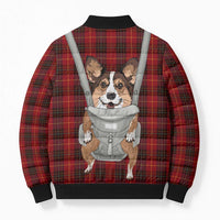 Front Carrier Dog Pembroke Welsh Corgi Christmas Bomber Puffer Jacket Xmas Holiday Patterns - Wonder Print Shop