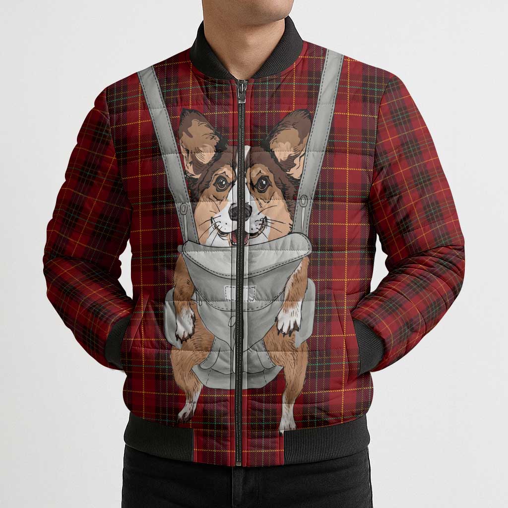 Front Carrier Dog Pembroke Welsh Corgi Christmas Bomber Puffer Jacket Xmas Holiday Patterns - Wonder Print Shop