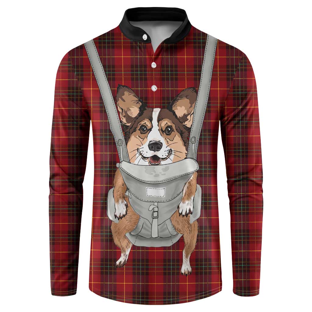 Front Carrier Dog Pembroke Welsh Corgi Christmas Button Sweatshirt Xmas Holiday Patterns - Wonder Print Shop