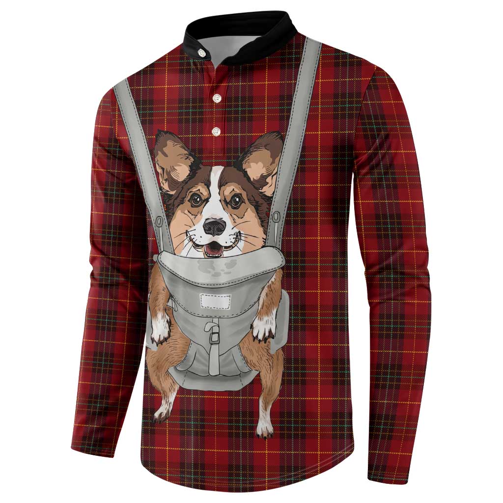 Front Carrier Dog Pembroke Welsh Corgi Christmas Button Sweatshirt Xmas Holiday Patterns - Wonder Print Shop