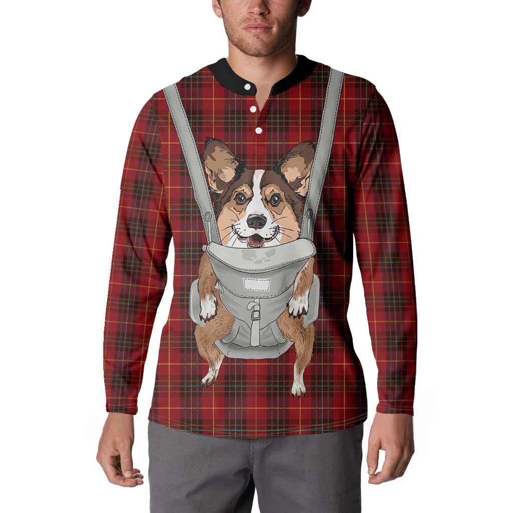 Front Carrier Dog Pembroke Welsh Corgi Christmas Button Sweatshirt Xmas Holiday Patterns - Wonder Print Shop