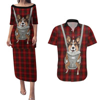 Front Carrier Dog Pembroke Welsh Corgi Christmas Couples Matching Puletasi and Hawaiian Shirt Xmas Holiday Patterns - Wonder Print Shop