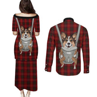 Front Carrier Dog Pembroke Welsh Corgi Christmas Couples Matching Puletasi and Long Sleeve Button Shirt Xmas Holiday Patterns - Wonder Print Shop