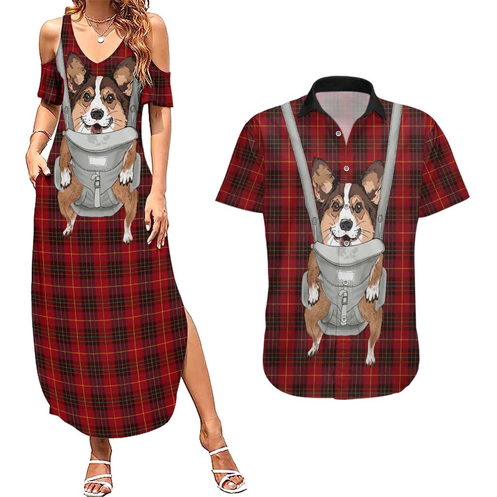 Front Carrier Dog Pembroke Welsh Corgi Christmas Couples Matching Summer Maxi Dress and Hawaiian Shirt Xmas Holiday Patterns - Wonder Print Shop