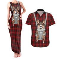 Front Carrier Dog Pembroke Welsh Corgi Christmas Couples Matching Tank Maxi Dress and Hawaiian Shirt Xmas Holiday Patterns - Wonder Print Shop