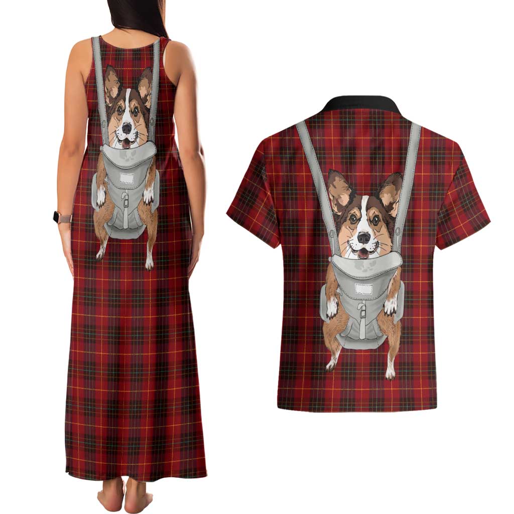 Front Carrier Dog Pembroke Welsh Corgi Christmas Couples Matching Tank Maxi Dress and Hawaiian Shirt Xmas Holiday Patterns - Wonder Print Shop