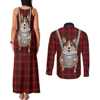 Front Carrier Dog Pembroke Welsh Corgi Christmas Couples Matching Tank Maxi Dress and Long Sleeve Button Shirt Xmas Holiday Patterns - Wonder Print Shop