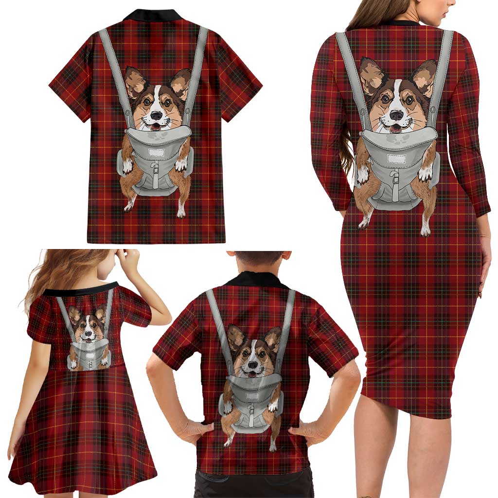 Front Carrier Dog Pembroke Welsh Corgi Christmas Family Matching Long Sleeve Bodycon Dress and Hawaiian Shirt Xmas Holiday Patterns - Wonder Print Shop