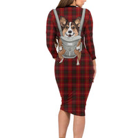 Front Carrier Dog Pembroke Welsh Corgi Christmas Family Matching Long Sleeve Bodycon Dress and Hawaiian Shirt Xmas Holiday Patterns - Wonder Print Shop