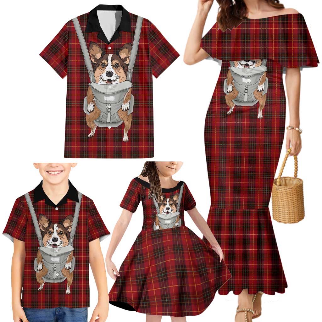 Front Carrier Dog Pembroke Welsh Corgi Christmas Family Matching Mermaid Dress and Hawaiian Shirt Xmas Holiday Patterns - Wonder Print Shop