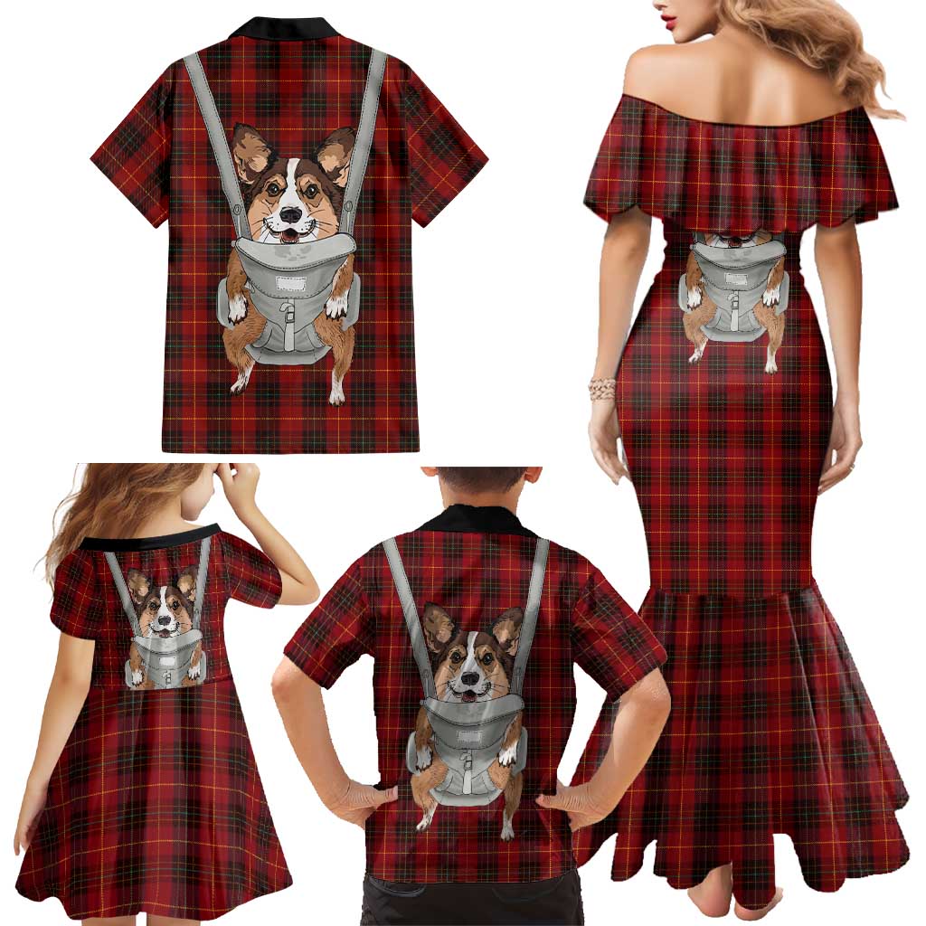 Front Carrier Dog Pembroke Welsh Corgi Christmas Family Matching Mermaid Dress and Hawaiian Shirt Xmas Holiday Patterns - Wonder Print Shop
