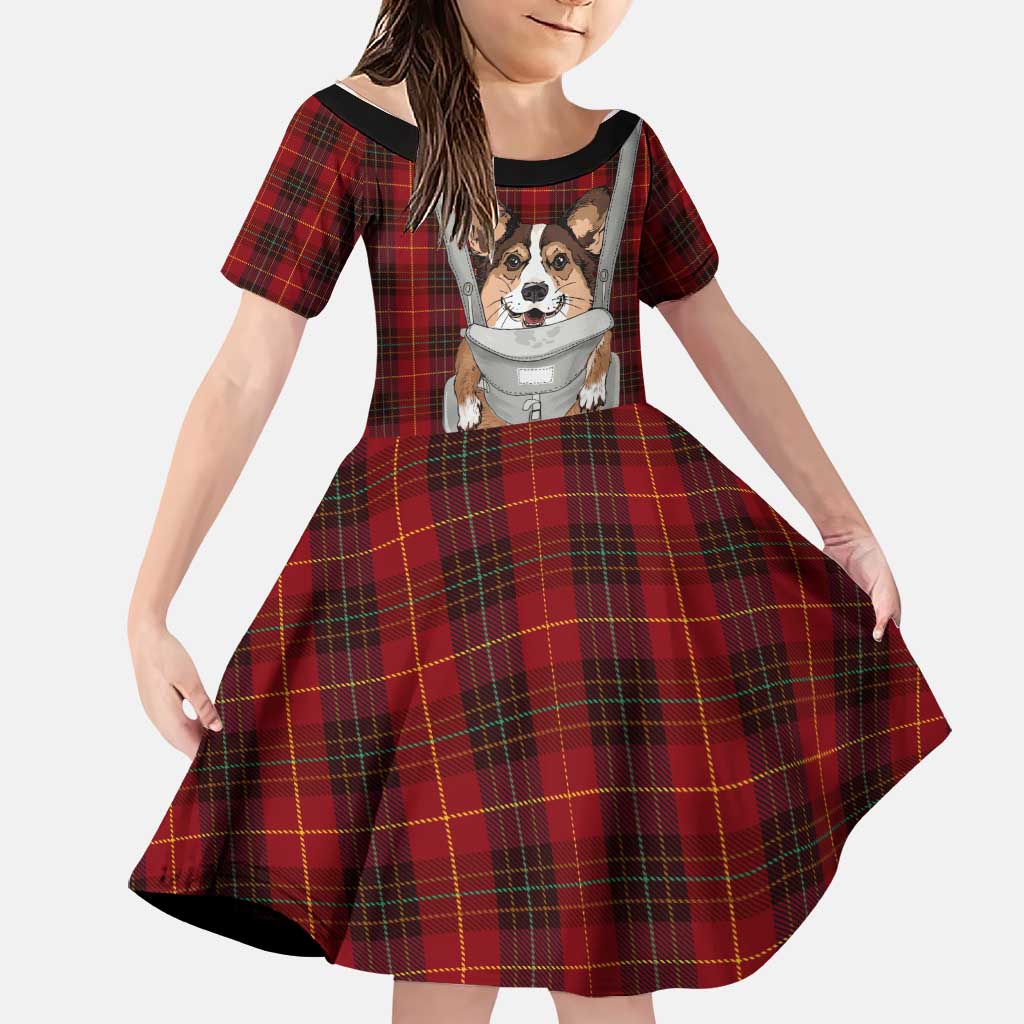 Front Carrier Dog Pembroke Welsh Corgi Christmas Family Matching Off The Shoulder Long Sleeve Dress and Hawaiian Shirt Xmas Holiday Patterns - Wonder Print Shop