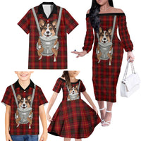 Front Carrier Dog Pembroke Welsh Corgi Christmas Family Matching Off The Shoulder Long Sleeve Dress and Hawaiian Shirt Xmas Holiday Patterns - Wonder Print Shop